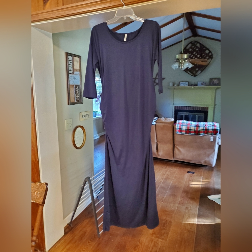 Motherly bee large navy blue maternity dress